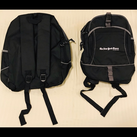 NEW YORK TIMES ADULT SIZE Back Pack Set Of (2) Black Brand New - Picture 2 of 2